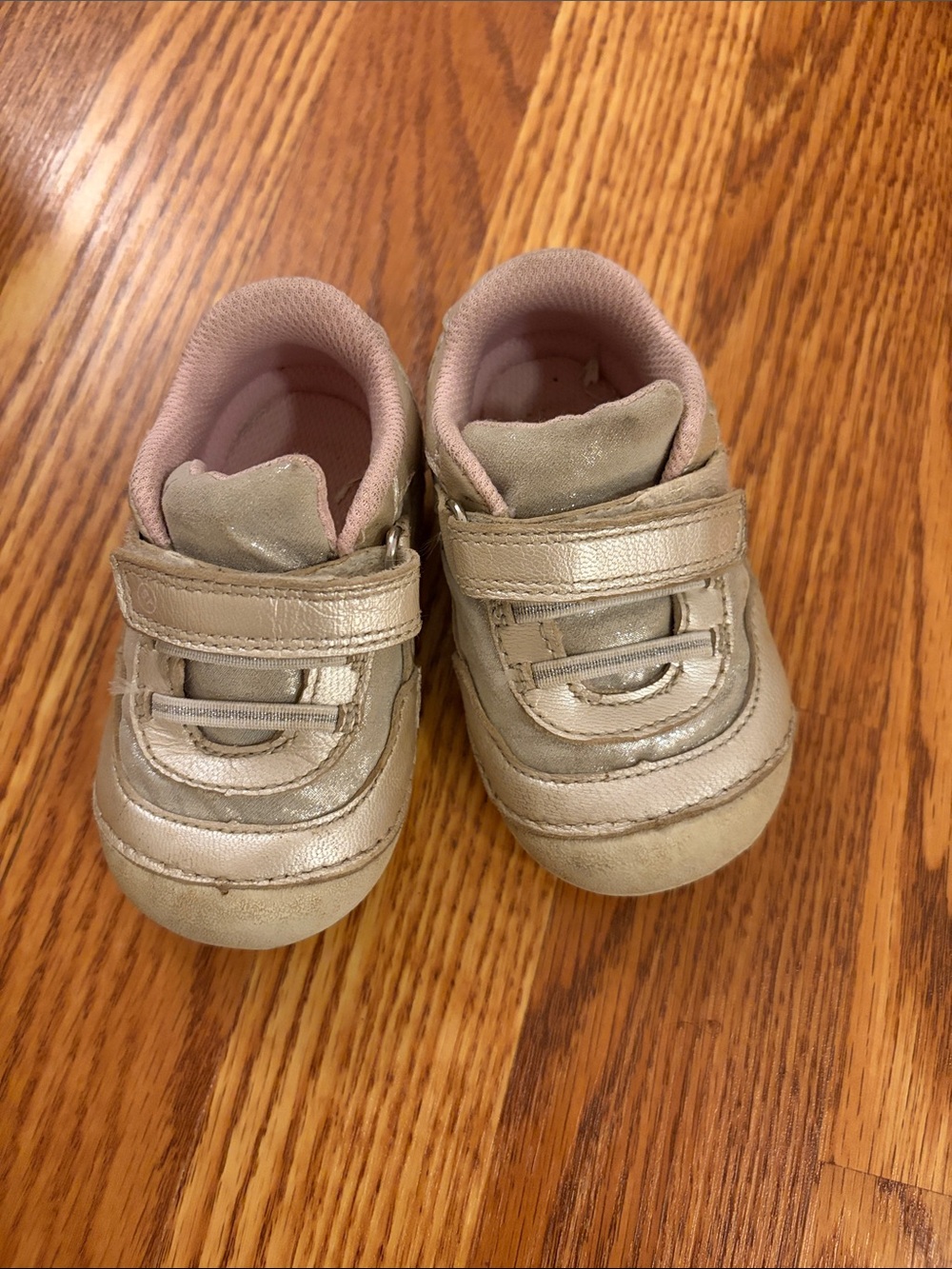Kids Metallic Tan Slip-On Sneakers with Pink Lining